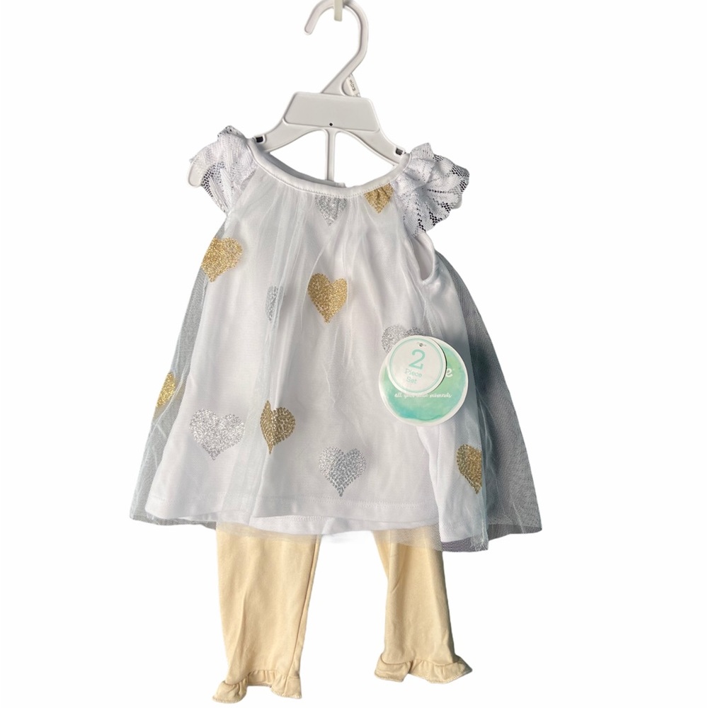 Nannette Baby White Blouse Gold & Silver Size 9-12